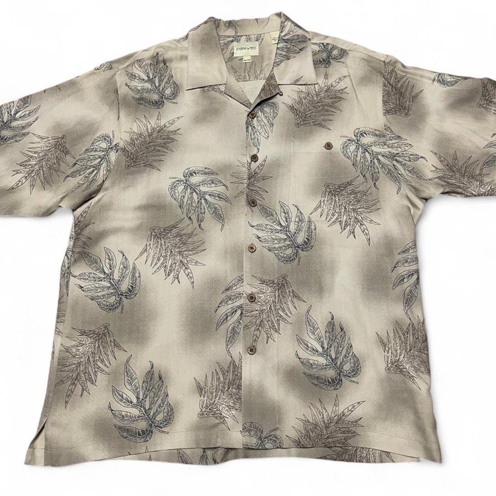 Joseph & Feiss Button Down Short Sleeves Shirt Top Mens Size XL 100% Silk Floral